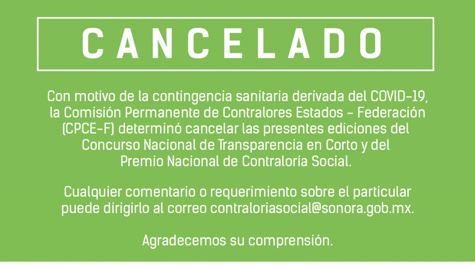 XII Premio Nacional de Contraloría Social 2020 (Cancelado)
